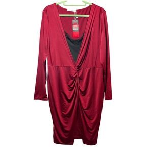 Rose‎ Gal Party Dress Long Sleeve Twist Front Plus Size 3X